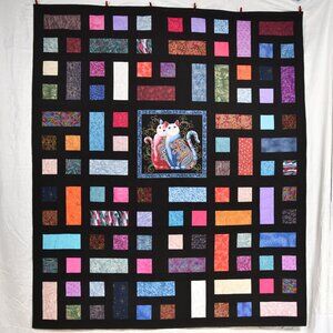 New handmade Twin or Full Size  quilt, beautiful colors with cats 72" x 85"